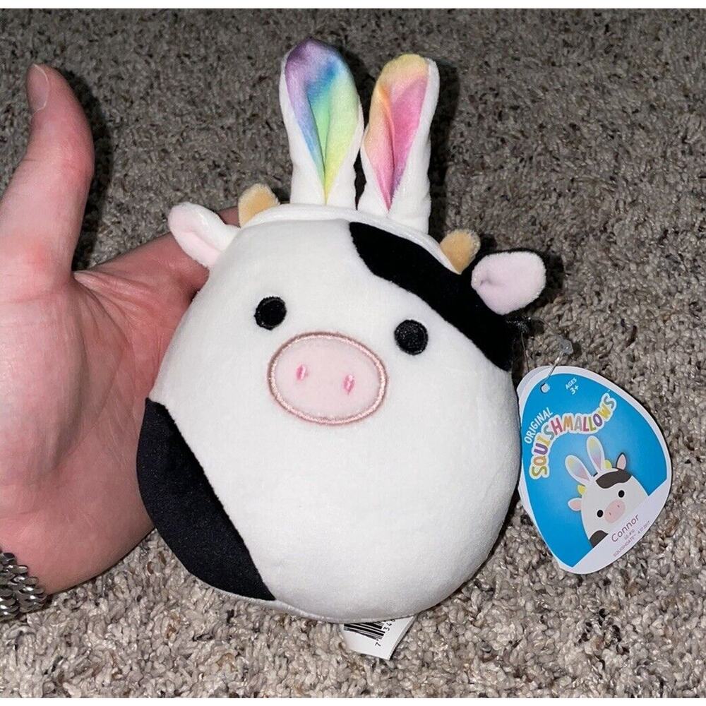 NWT Squishmallows 5” Connor the Cow‎ With Bunny Ears Spring Easter 2022 Plush